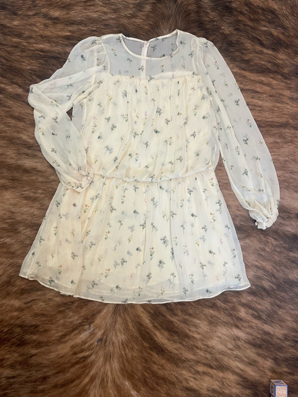 Adam Lippes Long Sleeve Mini Dress-Floral cottage core